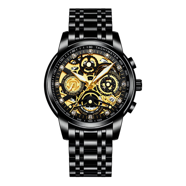Nektom 2022 Men Watches Luxury Top Brand Gold Watch Stainless Steel Big Male Wristwatch  Yellow Quartz  Sports Watches For Man