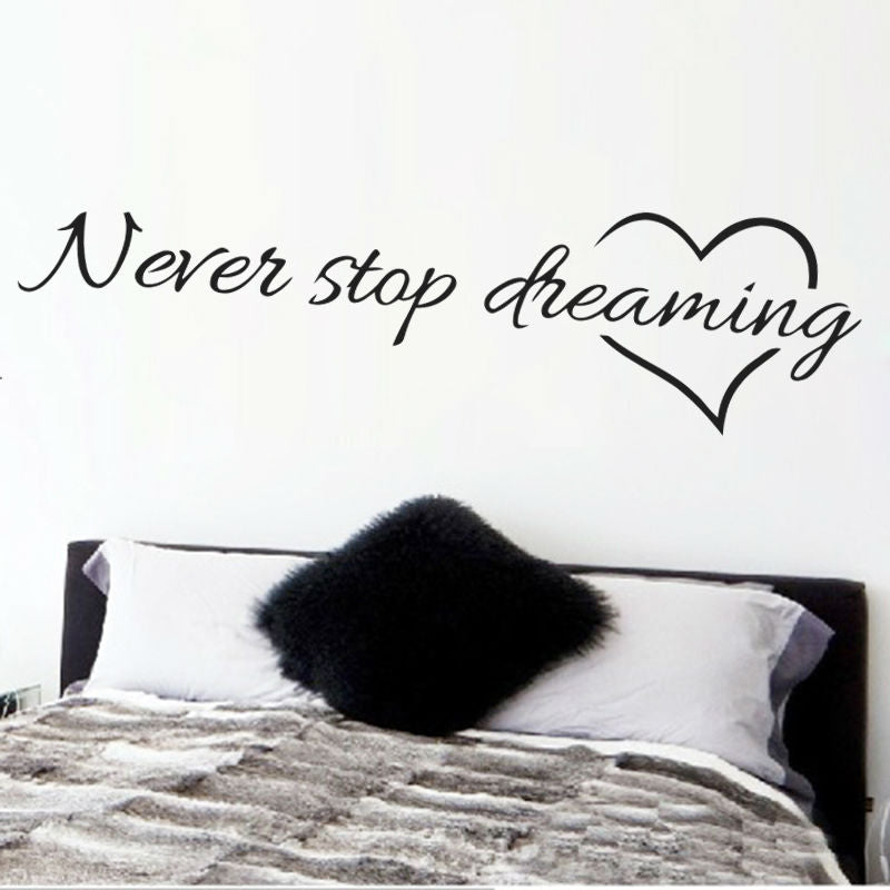 Never Stop Dreaming Inspirational Quotes Wall Art Bedroom Decorative Stickers 8567. Diy Home Decals Mural Art Poster Vinyl Paper