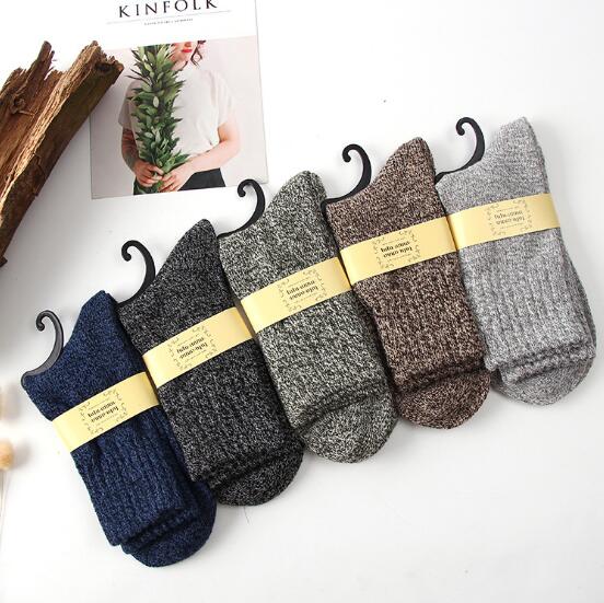 New 5 Pair/Lot Men'S Wool Socks Stripe Casual Comfortable Calcetines Hombre Thick Winter Keep Warm  Male High Quality