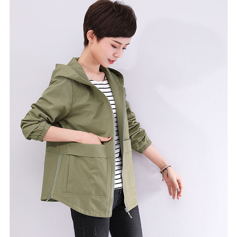 New Autumn Winter Women Trench Coat Loose Hooded Short Outerwear Mother Costume Plus Size 5Xl Cotton Windbreaker Female Coats