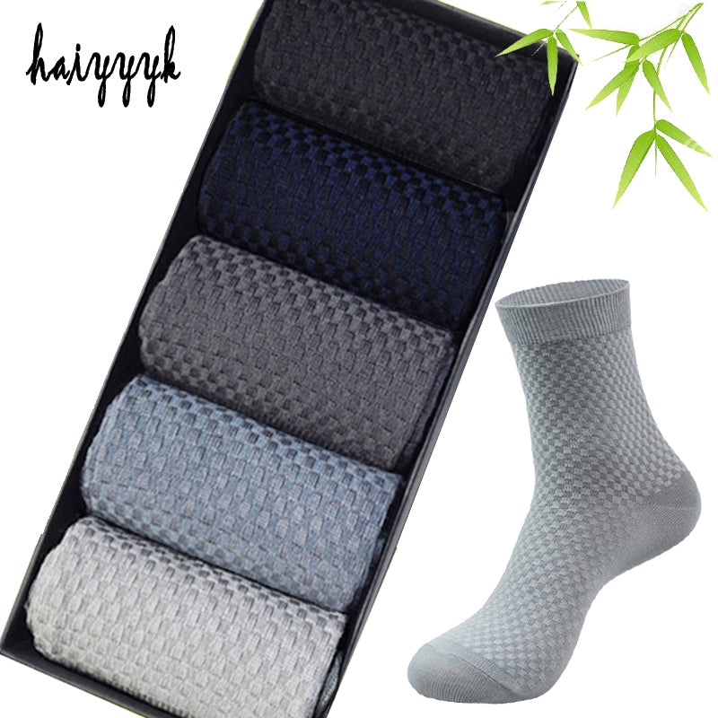 New Bamboo Fiber Men Socks Classic Deodorant Business Brand Crew Socks Men High Quality Casual Compression Socks 5Pairs / Lot