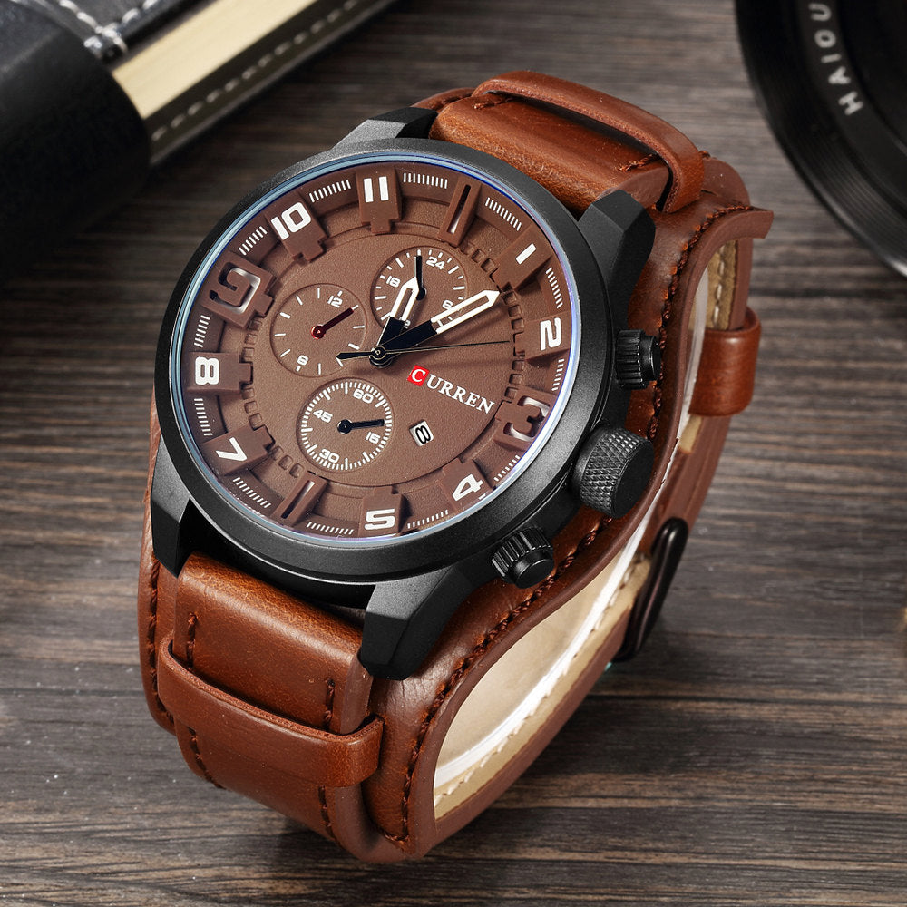 New Curren Top Brand Luxury Mens Watches Male Clocks Date Sport Military Clock Leather Strap Quartz Business Men Watch Gift 8225