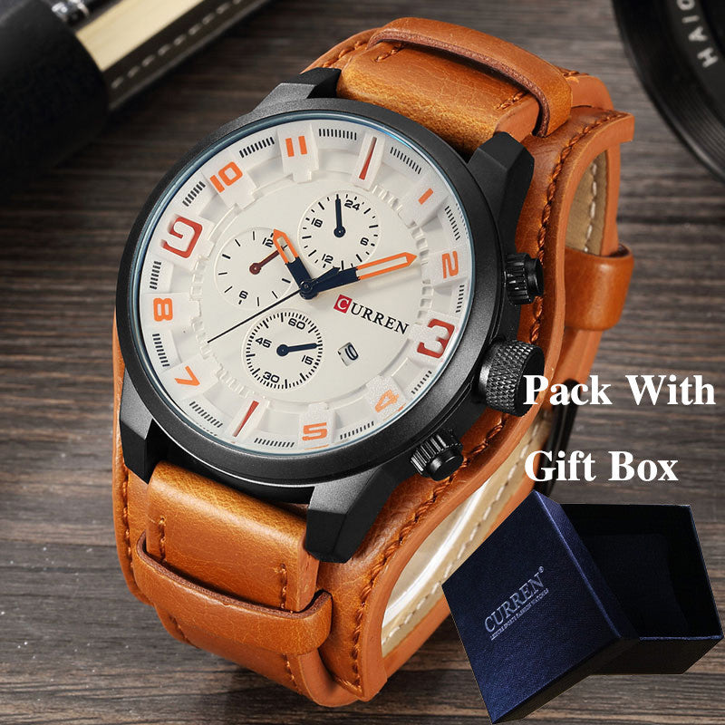 New Curren Top Brand Luxury Mens Watches Male Clocks Date Sport Military Clock Leather Strap Quartz Business Men Watch Gift 8225