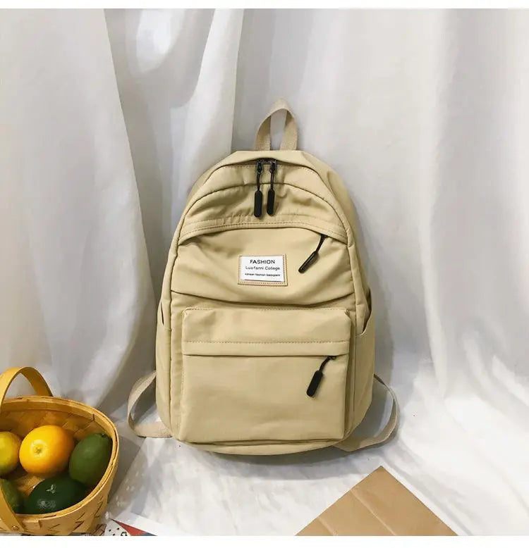 New Casual Solid Color Nylon Women Backpack Student School Bag Teenage Girls Shoulder Bags Mochilas Rucksacks Backbag