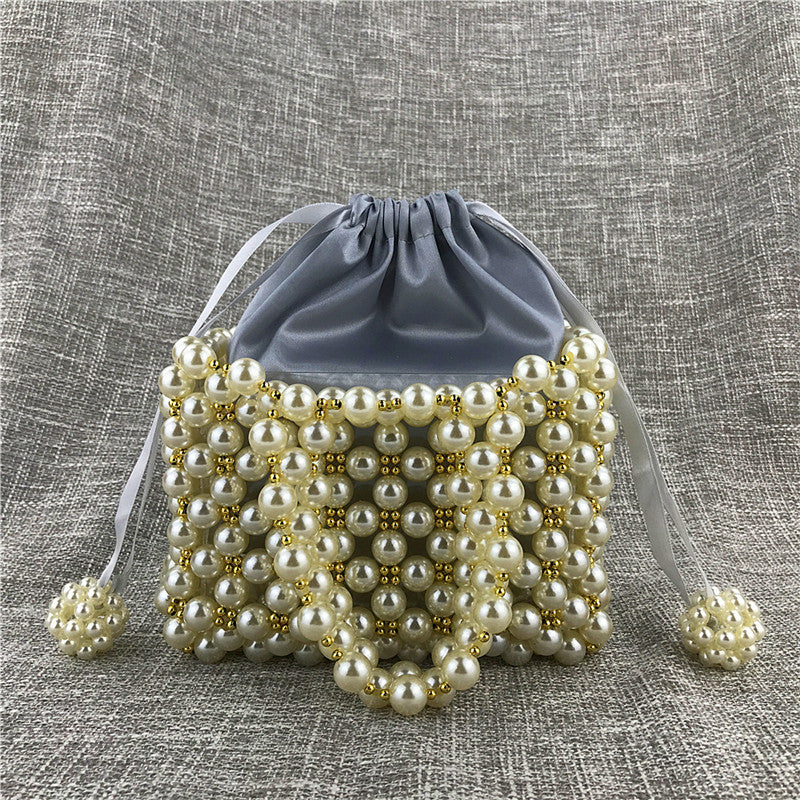 New Fashion Pearl Acrylic Bags Vintage Hand Woven Clutches Beaded Evening Bags Party Prom Wedding Handbag Purses Shipping Free