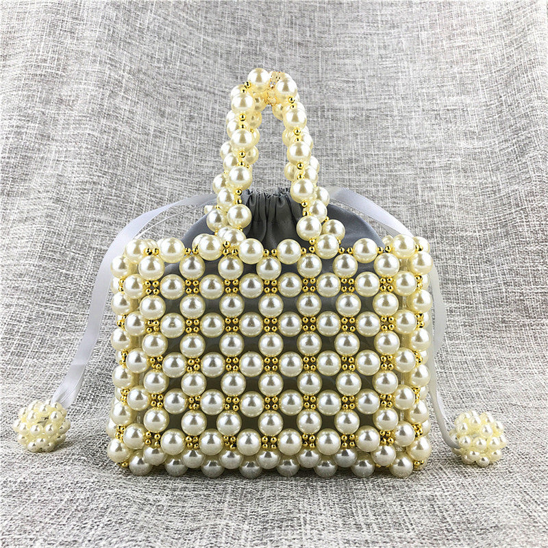 New Fashion Pearl Acrylic Bags Vintage Hand Woven Clutches Beaded Evening Bags Party Prom Wedding Handbag Purses Shipping Free