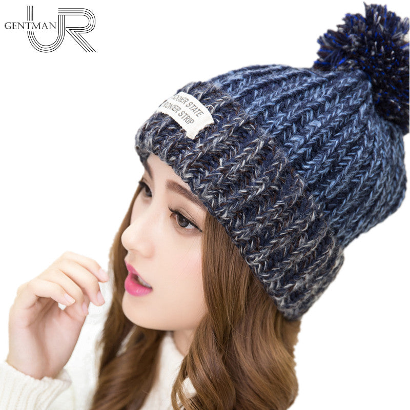 New Fashion Woman'S Warm Woolen Winter Hats Knitted Fur Cap For Woman Sooner State Letter Skullies & Beanies 6 Colors Hat