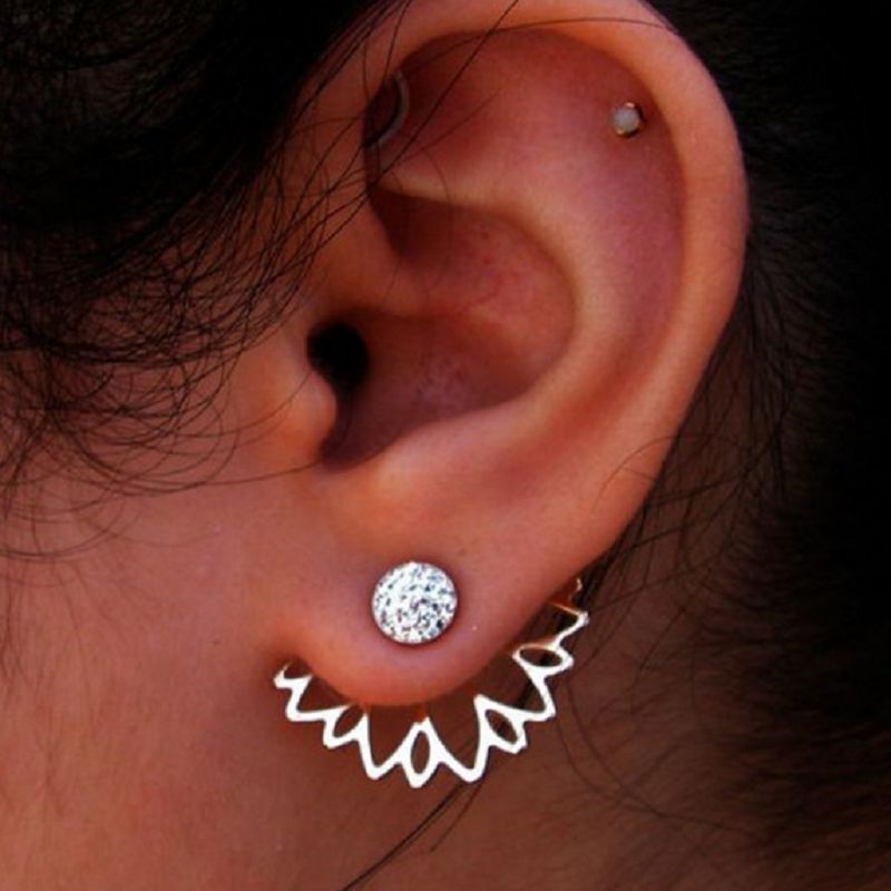 New Imitation Pearl Heart Crystal Flower Leaf Angel Wings Geometry Stud Earrings For Women Statement Ear Jewelry Wholesale