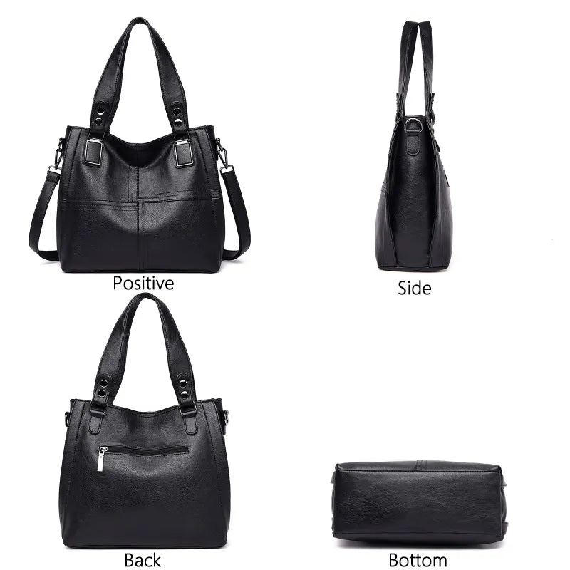 New Luxury Brand Women Leather Handbag Genuine Leather Casual Tote Bags High Quality Soft Sheepskin Female Big Shoulder Bags