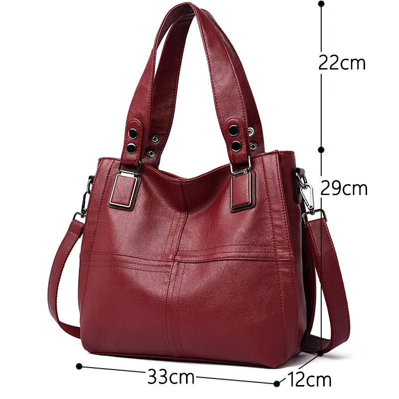 New Luxury Brand Women Leather Handbag Genuine Leather Casual Tote Bags High Quality Soft Sheepskin Female Big Shoulder Bags