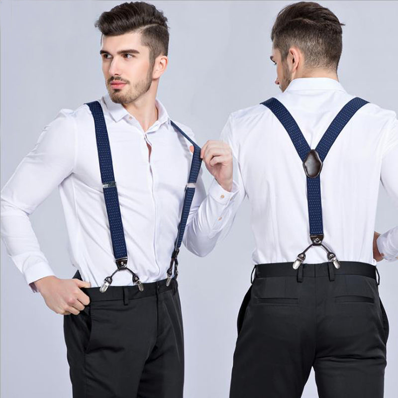 New Men'S Suspenders 6Clips Fashion Braces Leather Casual Suspensorios Adjustable Belt Strap High Quality Tirantes