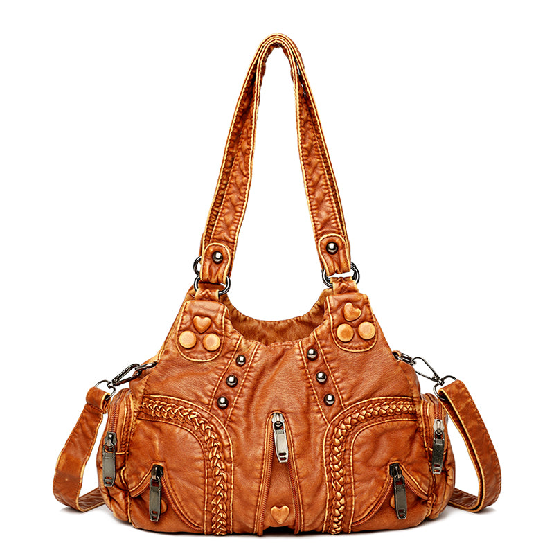 New Multi Pocket Luxury Soft Sheepskin Shoulder Bags For Women Large Capacity Shopping Crossbody Hobo Bags European Tote Handbag