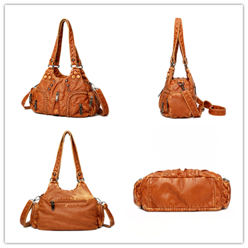 New Multi Pocket Luxury Soft Sheepskin Shoulder Bags For Women Large Capacity Shopping Crossbody Hobo Bags European Tote Handbag