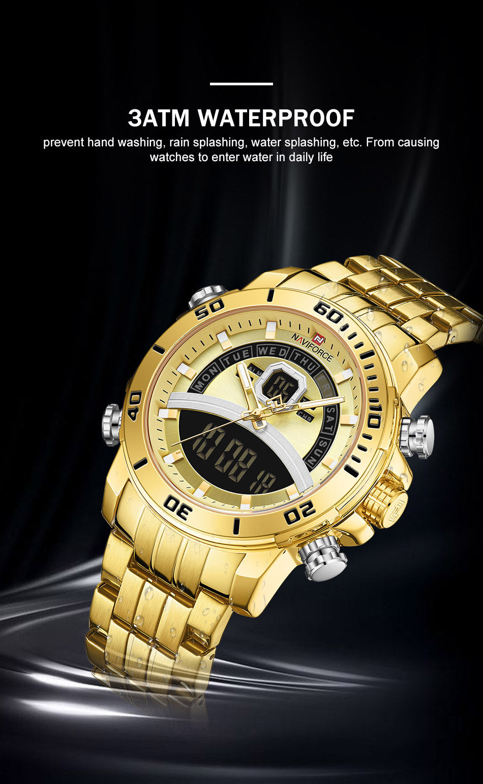 New Naviforce Men Watch Top Luxury Brand Mens Sports Quartz Watches Chronograph Male Clock Stainless Steel Relogio Masculino