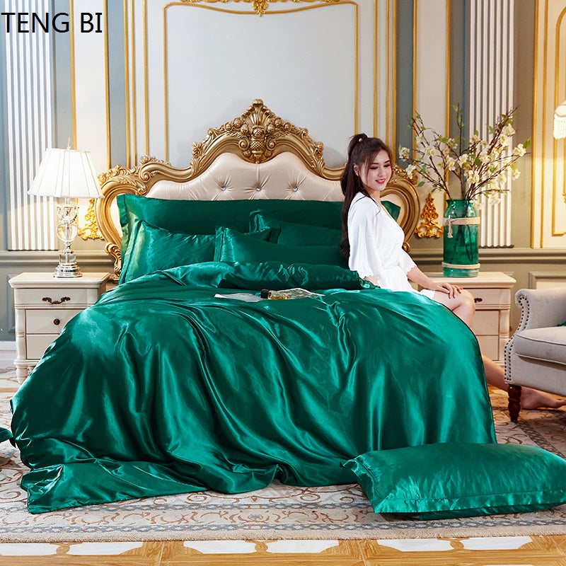 New Style Silk Bedding, Home Furnishing, Fashion Luxury Bedding Set, Duvet Cover, Bed Sheet, Pillowcase. Size King Queen Twin