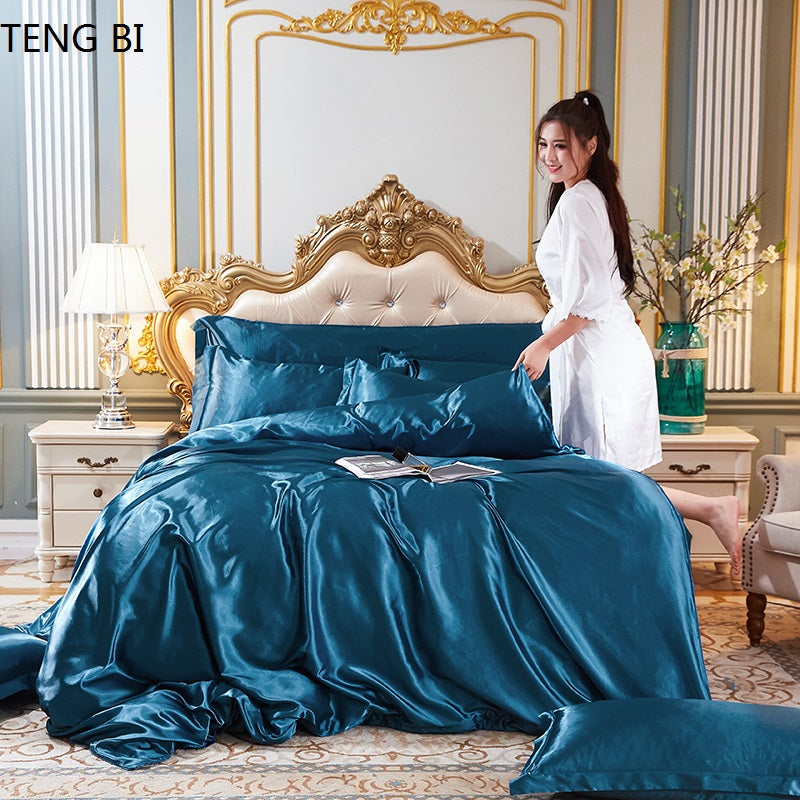 New Style Silk Bedding, Home Furnishing, Fashion Luxury Bedding Set, Duvet Cover, Bed Sheet, Pillowcase. Size King Queen Twin