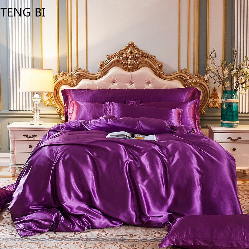 New Style Silk Bedding, Home Furnishing, Fashion Luxury Bedding Set, Duvet Cover, Bed Sheet, Pillowcase. Size King Queen Twin