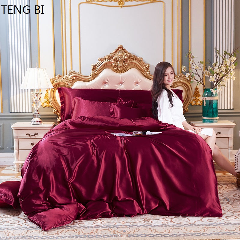 New Style Silk Bedding, Home Furnishing, Fashion Luxury Bedding Set, Duvet Cover, Bed Sheet, Pillowcase. Size King Queen Twin