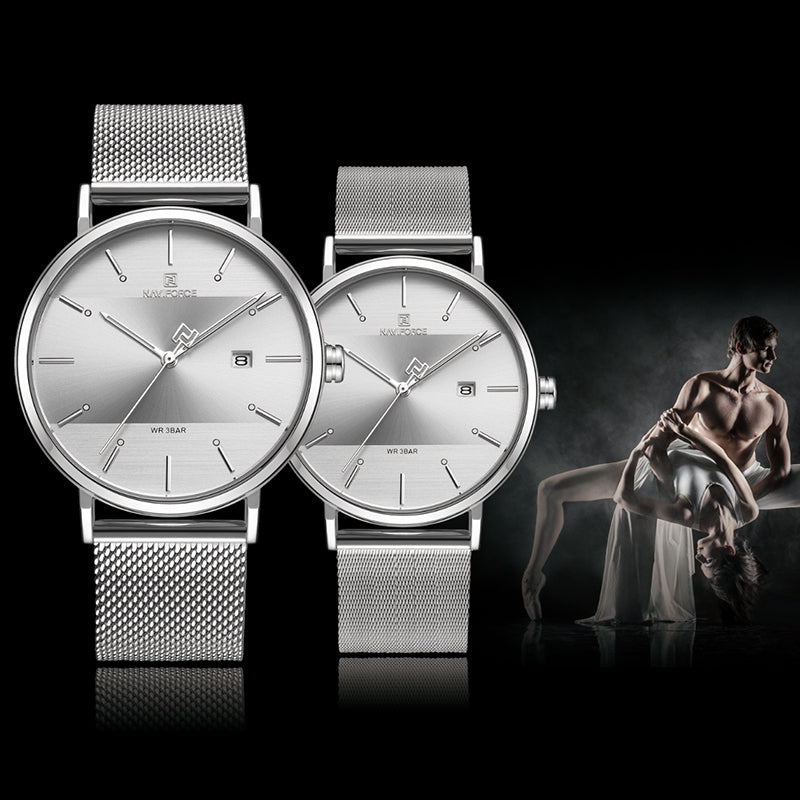 Newest Lover'S Watches Naviforce Quartz Simple Clock Men Women Waterproof Full Steel Couple Wristwatches Relogio Masculino 2021