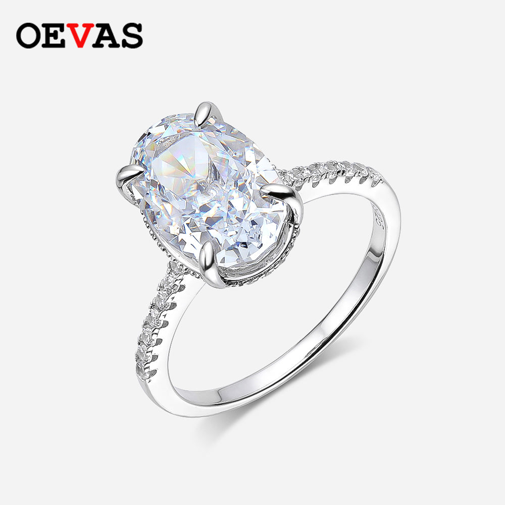 Oevas Classic 100% 925 Sterling Silver Oval High Carbon Diamond Gemstone Wedding Engagement Ring Fine Jewelry Gifts Wholesale