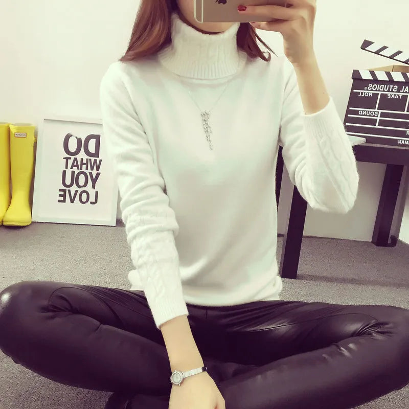 Ohclothing Hot 2022 Spring Autumn Winter Pullovers Fashion Turtleneck Sweater Women Twisted Thickening Slim Pullover Sweater