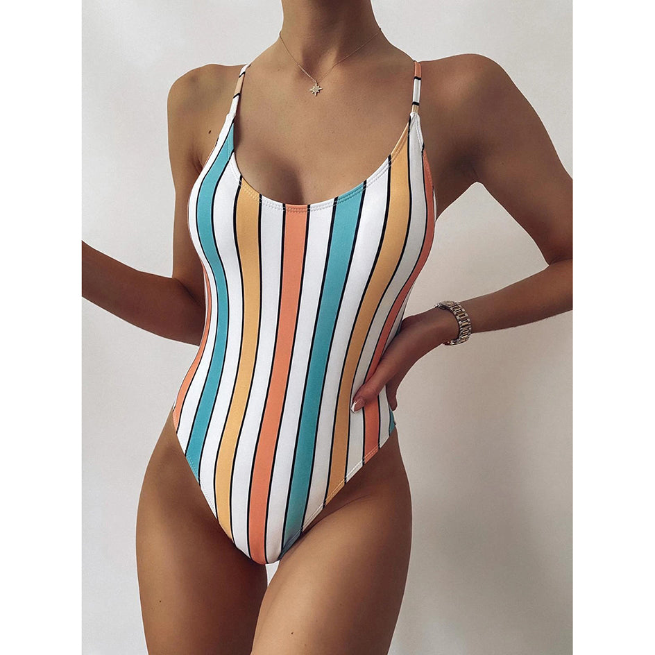 One Piece Swimsuit Women Swimwear 2022 Sexy Striped Bathing Suit Woman Bikini Swimming For Beach Wear Monokini Female Swimsuits