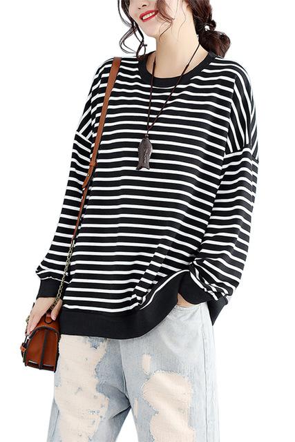 Oversized Striped Autumn Sweatshirt Pullover Women Kpop Cotton Loose Oversized Hoodies Streetwear 2022 Spring Sudadera Mujer
