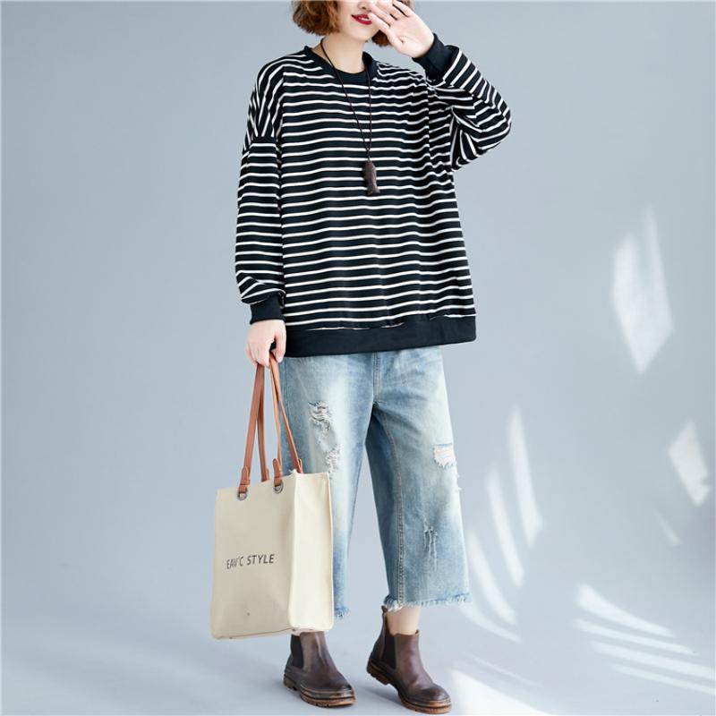 Oversized Striped Autumn Sweatshirt Pullover Women Kpop Cotton Loose Oversized Hoodies Streetwear 2022 Spring Sudadera Mujer