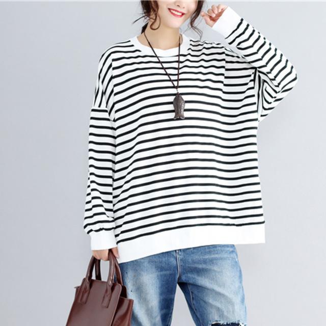 Oversized Striped Autumn Sweatshirt Pullover Women Kpop Cotton Loose Oversized Hoodies Streetwear 2022 Spring Sudadera Mujer