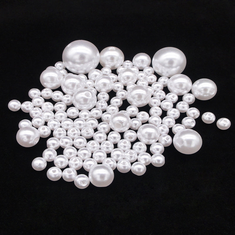 Pick 3.4.5.6.8.10.12.14.16.18.20Mm Dia Abs Straight Hole White Color Imitation Pearls Beads Round Loose Beads Diy Jewelry Making