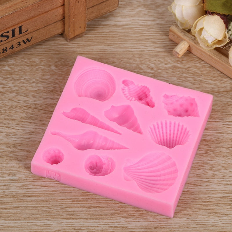 Pink Seashell Silicone Molds Cake Decorating Tools 3D Fondant Soap Mold For Caking Decoration Chocolate Candy Mold Baking Tool