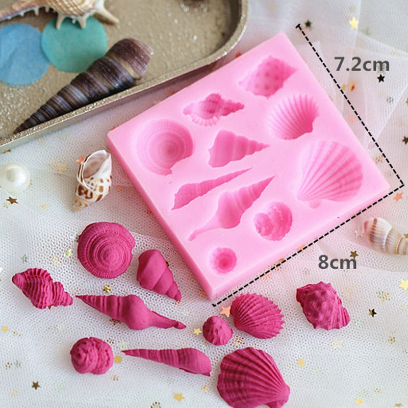 Pink Seashell Silicone Molds Cake Decorating Tools 3D Fondant Soap Mold For Caking Decoration Chocolate Candy Mold Baking Tool