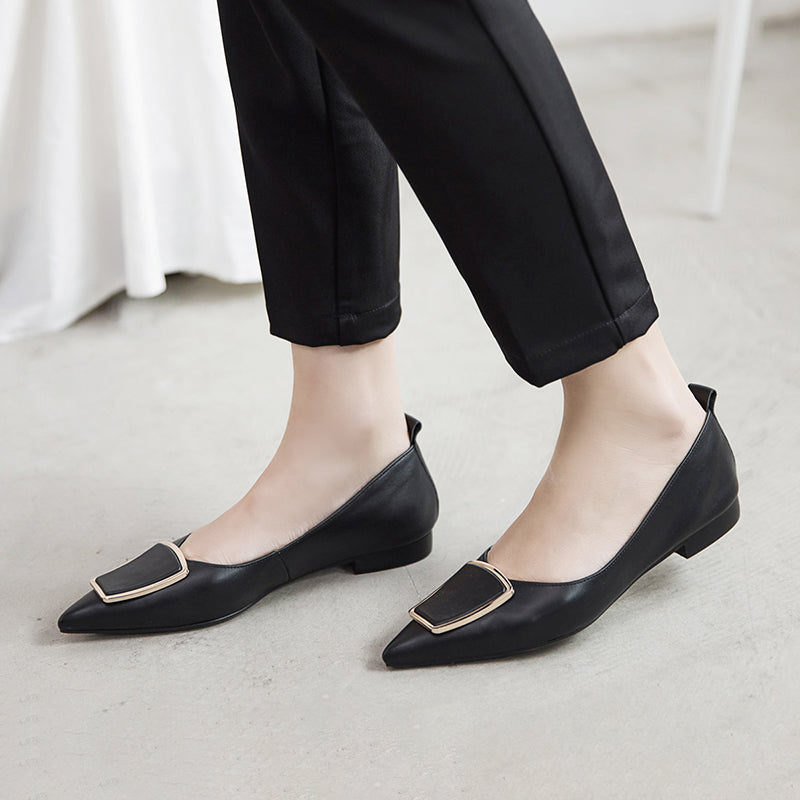 Plus Size 34-43 Women Flat Shoes Genuine Leather Luxury Fashion Lady Shoes Woman Casual Shoes Pointed Toe Slip-On Women'S Loafer