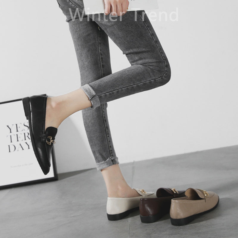 Plus Size 44 Spring Designer Shoes Woman Quality Leather Slip On Flats Shoes For Women Loafers Ladies Shoe Zapatos De Mujer Jj22