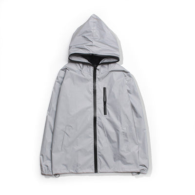 Plus Size 4Xl Men Spring Autumn Full Reflective Windbreaker Waterproof Jacket Male High Street Hip Hop Loose Hooded Coats