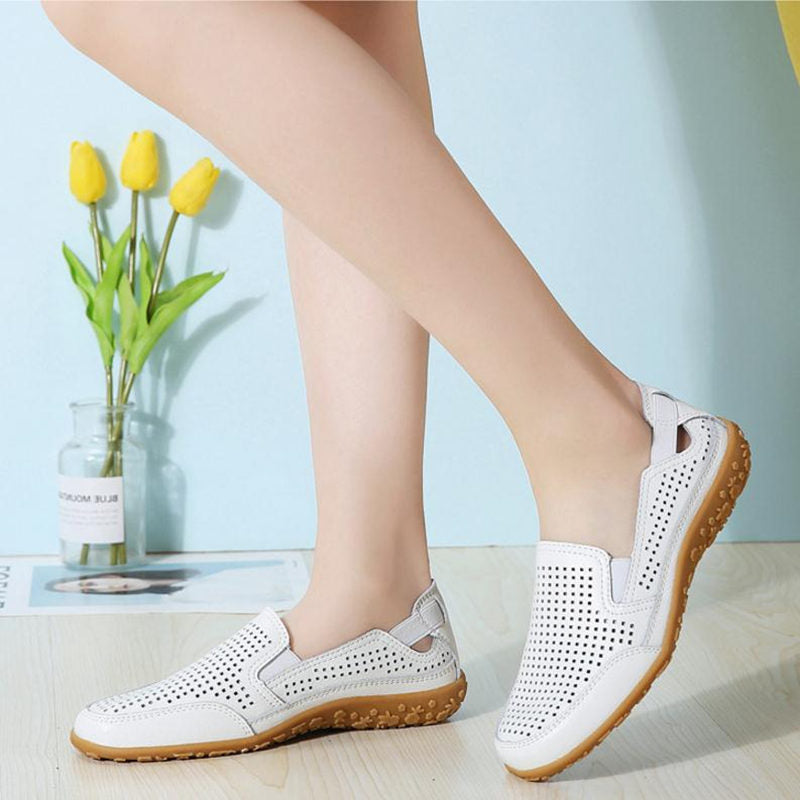 Plus Size Eu42 Women Sandals Split Leather Summer Shoes Woman Gladiator Style Sandal Soft Bottom White Female Flat Sandalias