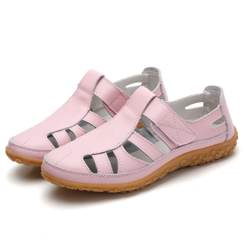 Plus Size Eu42 Women Sandals Split Leather Summer Shoes Woman Gladiator Style Sandal Soft Bottom White Female Flat Sandalias