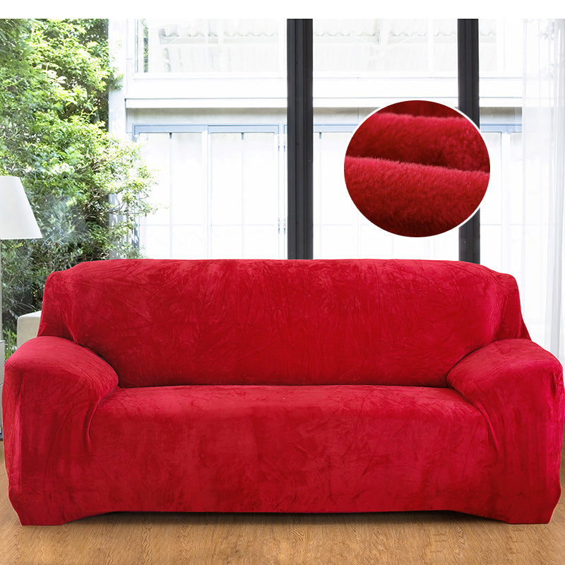 Plush Sofa Cover Stretch Solid Color Thick Slipcover Sofa Covers For Living Room Pets Chair Cover Cushion Cover Sofa Towel 1Pc