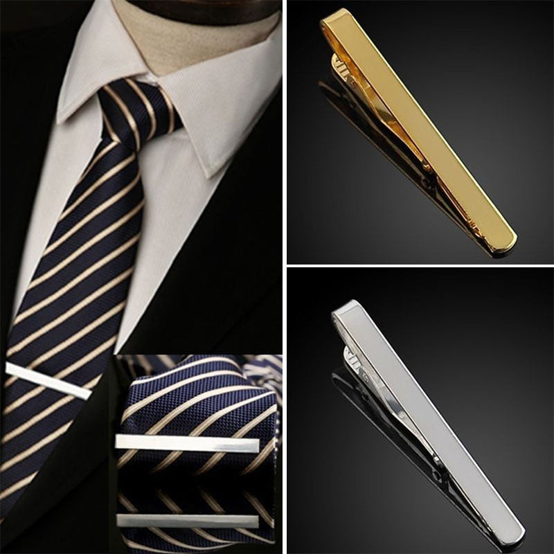 Practical Solid Color Gold Silver Chic Men Male Tie Clip Simple Style Alloy Bar Clasp Necktie Clasp Cc7713
