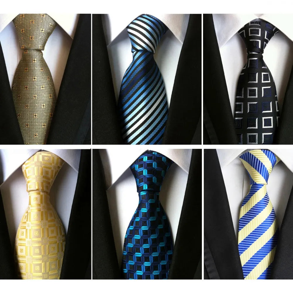 Rbocott Fashion Plaid Tie Men&#39;S Striped Ties 8 Cm Necktie Black Neck Tie For Formal Business Groom Wedding Party Accessory