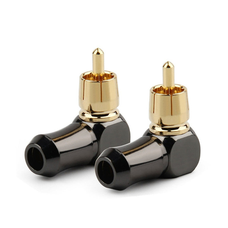 Rca Plug Connector 90 Degree Male Curved Right Angle Elbow Converter Gold Plated Solder For 6.2Mm Speaker Wire Audio Adapter