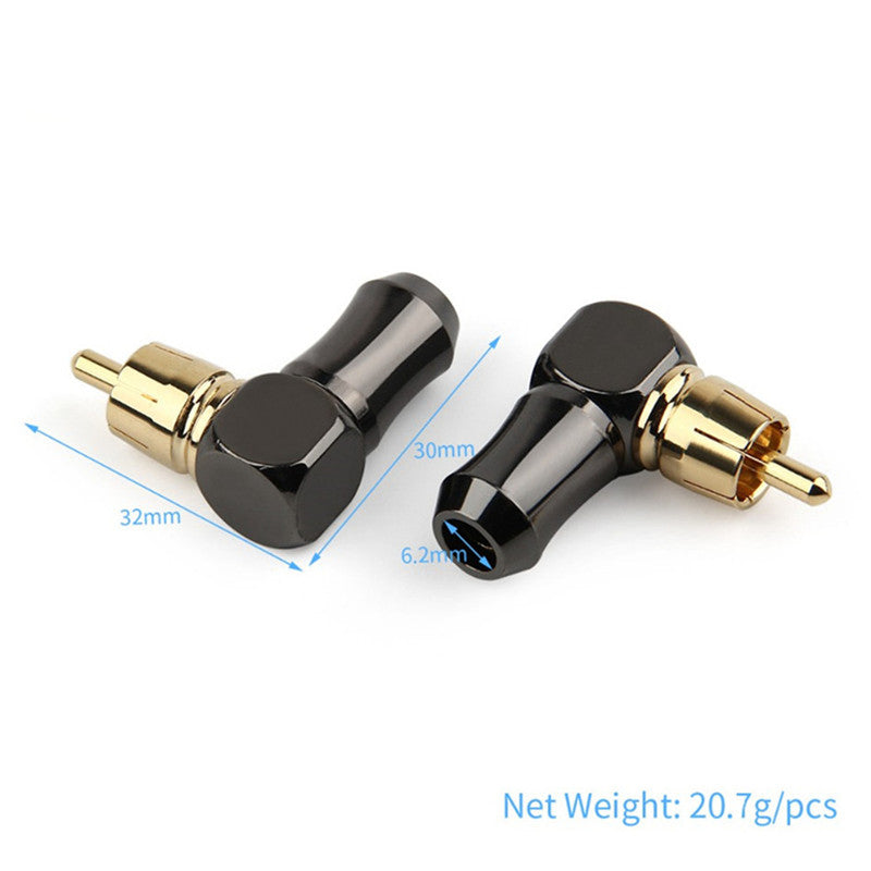 Rca Plug Connector 90 Degree Male Curved Right Angle Elbow Converter Gold Plated Solder For 6.2Mm Speaker Wire Audio Adapter