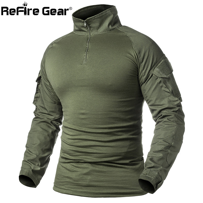 Refire Gear Men Military Tactical T-Shirt Long Sleeve Swat Soldiers Combat T Shirt Airsoft Clothes Man'S Camouflage Army Shirts