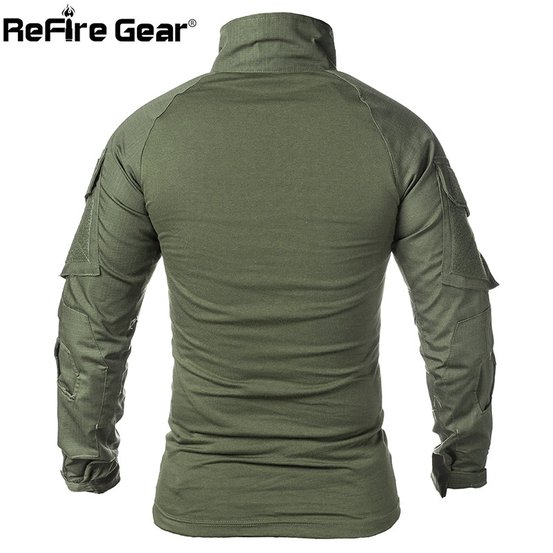 Refire Gear Men Military Tactical T-Shirt Long Sleeve Swat Soldiers Combat T Shirt Airsoft Clothes Man'S Camouflage Army Shirts