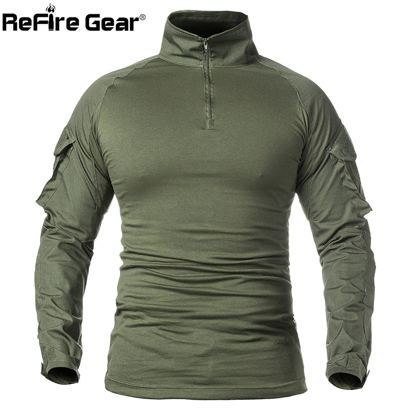 Refire Gear Men Military Tactical T-Shirt Long Sleeve Swat Soldiers Combat T Shirt Airsoft Clothes Man'S Camouflage Army Shirts