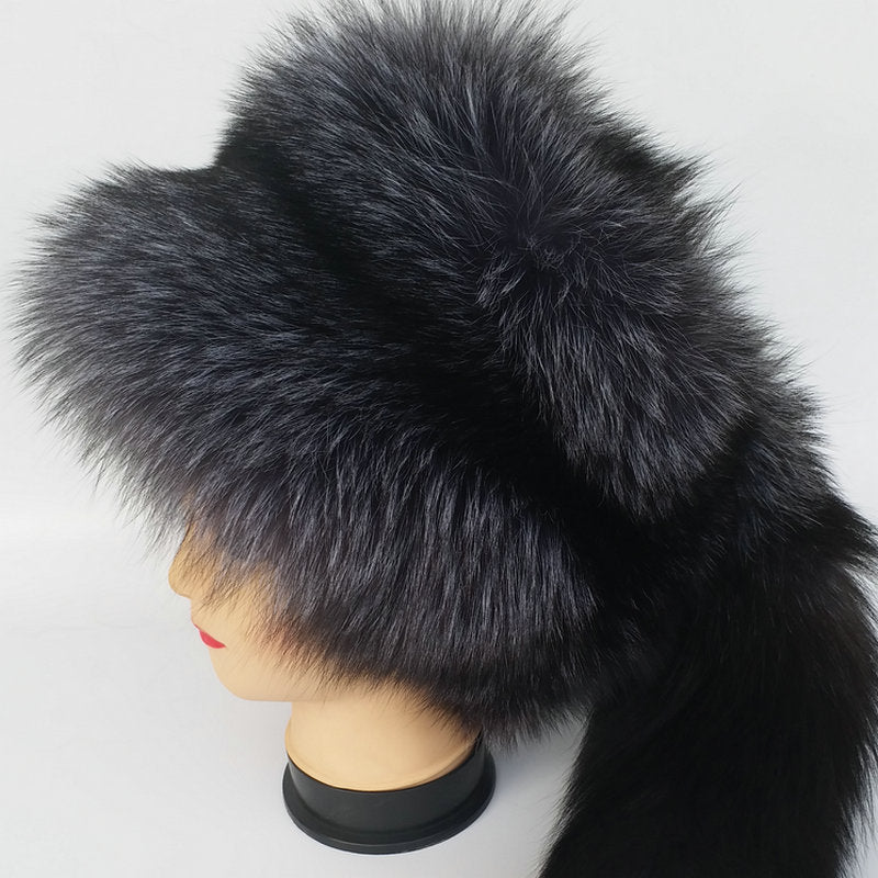 Real Fox Fur Princess Hat Mongolia Hat Unique Process Fox Tail Design Luxury Winter Keep Warm Hats For Fashion Women