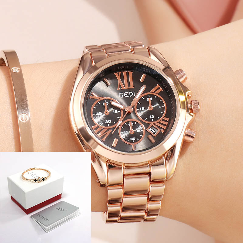 Relogio Feminino Gedi Luxury Rose Gold Women Watch Fashion Bracelet Ladies Wristwatch Casual Quartz Watch Reloj Mujer Girl Gift