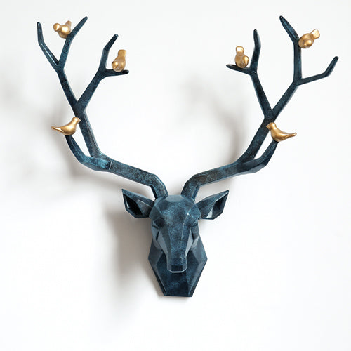 Resin 3D Big Deer Head Wall Decor For Home Satue Decoration Accessories Abstract Sculpture Modern Animal Head Wall Decoration