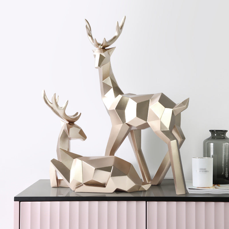 Resin Deer Statue Home Decor Figurines Reindeer Sculpture White Deers Decor Scandinavian Home Living Room Decoration Tabletop
