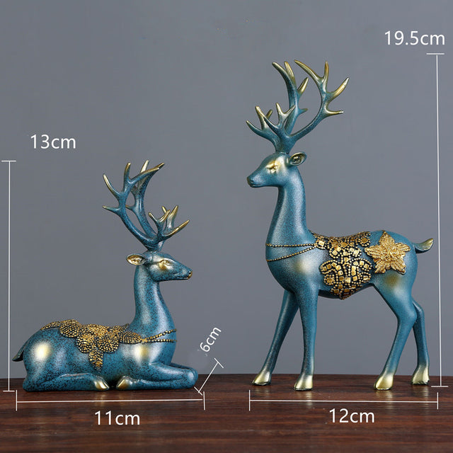 Resin Deer Statue Home Decor Figurines Reindeer Sculpture White Deers Decor Scandinavian Home Living Room Decoration Tabletop
